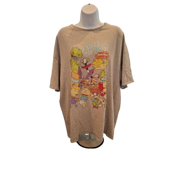 Nickelodeon I Love The 90s Graphic T Shirt Mens 2X Gray Cartoon Characters - Picture 1 of 7